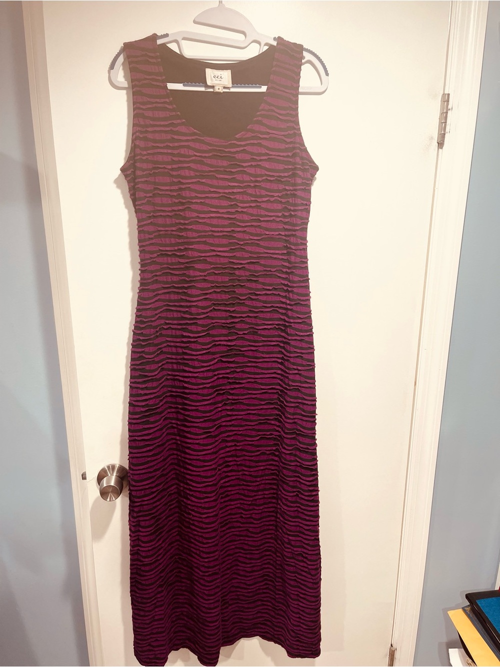ECI Purple and Black Textured Maxi  Tank Dress 3/$28